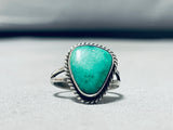 Gorgeous Vintage Native American Hopi Green Turquoise Sterling Silver Ring-Nativo Arts
