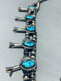 Womens Fabulous Vintage Native American Navajo Turquoise Sterling Silver Squash Blossom Necklace-Nativo Arts