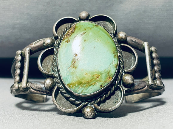 One Of Finest Early Royston Turquoise Vintage Native American Navajo Sterling Silver Bracelet-Nativo Arts