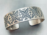 Detailed Flower Vintage Native American Navajo Sterling Silver Bracelet Cuff-Nativo Arts