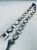 Hand Tooled Vintage Native American Navajo Sterling Silver Concho Belt Old-Nativo Arts