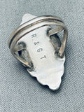 One Of The Coolest Hand Carved Stones Vintage Native American Zuni Inlay Ring-Nativo Arts