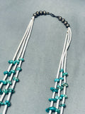Rare Vintage Native American Navajo Graduating Turquoise Nugget Sterling Silver Necklace Old-Nativo Arts