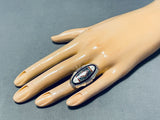 One Of The Most Unique Ever Vintage Native American Navajo Turquoise Inlay Sterling Silver Ring-Nativo Arts