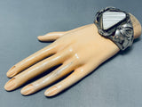 Signed Vintage Jemez Mother Of Pearl Sterling Silver Bracelet-Nativo Arts