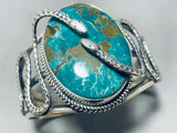 Gasp! Vintage Native American Navajo Green Turquoise Snake Sterling Silver Bracelet-Nativo Arts