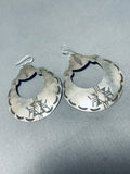 Traditional Vintage Native American Navajo Sterling Silver Large Hoop Earrings-Nativo Arts