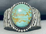 Magnificent Native American Navajo Turquoise Sterling Silver Bracelet Signed-Nativo Arts