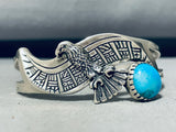 Eagle Has Landed Vintage Native American Kewa Turquoise Sterling Silver Bracelet-Nativo Arts