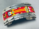 Hand Beaded!! Sterling Silver Vintage Navaj Kachina Bracelet Cuff-Nativo Arts