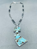 Turquoise Maiden Native American Navajo Inlay Sterling Silver Necklace-Nativo Arts
