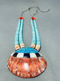 Native American Unbelievable Vintage Santo Domingo Blue Gem Turquoise, Shell Necklace-Nativo Arts