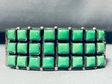 Checkerboard Gaspeite!! Vintage Native American Navajo Sterling Silver Bracelet Cuff-Nativo Arts