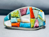 Brilliant Native American Navajo Inlay Turquoise Gaspeite Spiny Oyster Sterling Silver Bracelet-Nativo Arts