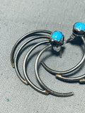 Marvelous Vintage Native American Navajo Sleeping Beauty Turquoise Sterling Silver Earrings-Nativo Arts
