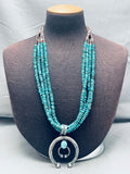 Dropdead Fab Native American Navajo Turquoise Sterling Silver Naja N3ecklace-Nativo Arts