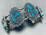 Gorgeous Vintage Native American Navajo Seafoam Turquoise Sterling Silver Bracelet-Nativo Arts