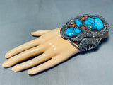 The Best Vintage Native American Navajo Blue Thunder Turquoise Sterling Silver Bracelet-Nativo Arts