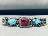 Crow Springs Rare Turquoise! Vintage Native American Navajo Sterling Silver Bracelet-Nativo Arts