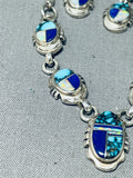 Very Important Vintage Native American Navajo Turquoise Inlay Sterling Silver Necklace-Nativo Arts