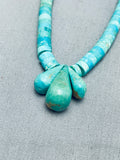 Native American Very Rare Early Vintage Santo Domingo Turquoise Heishi Sterling Silver Necklace-Nativo Arts