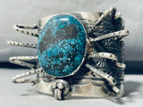 200 Gram Spider Native American Navajo Turquoise Sterling Silver Bracelet-Nativo Arts