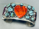 Heat Of Shell Vintage Native American Navajo Turquoise Sterling Silver Bracelet Cuff-Nativo Arts