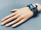 One Of The Best Vintage Native American Navajo Inlay Sterling Silver Bracelet-Nativo Arts