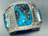 The Best Vintage Native American Navajo Blue Diamond Turquoise Sterling Silver Bracelet-Nativo Arts