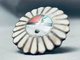 One Of The Best Ever Vintage Native American Zuni Sun Inlay Sterling Silver Turquoise Ring Old-Nativo Arts