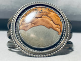 Desert Scene Vintage Native American Navajo Agate Sterling Silver Bracelet Cuff Old-Nativo Arts
