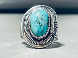 Tremendous Native American Navajo Blue Diamond Turquoise Sterling Silver Ring-Nativo Arts