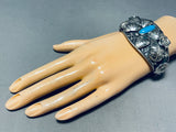 Domingo Signed Vintage Butterfly Turquoise Sterling Silver Bracelet-Nativo Arts