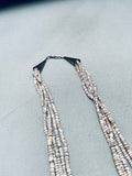 Superior Vintage Navajo Brown White Shell Heshi Sterling Silver Necklace-Nativo Arts