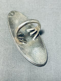 Intriguing Vintage Native American Navajo Pilot Mountain Turquoise Sterling Silver Ring-Nativo Arts