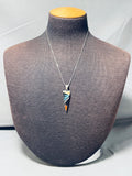Authentic Native American Navajo Turquoise Coral Jet Sterling Silver Necklace-Nativo Arts