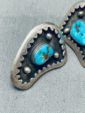 Stunning Vintage Native American Navajo Bisbee Turquoise Sterling Silver Screwback Earrings-Nativo Arts