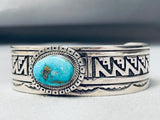 One Of The Coolest Geomtric Vintage Native American Navajo Turquoise Sterling Silver Bracelet-Nativo Arts