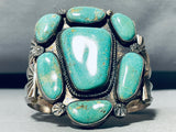 Massive Vintage Native American Navajo Turquoise Cluster Sterling Silver Bracelet-Nativo Arts