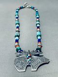 Extremely Detailed Santo Domingo Bear Turquoise Inlay Sterling Silver Necklace-Nativo Arts
