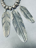 The Most Grand Vintage Native American Navajo Feather Sterling Silver Necklace-Nativo Arts