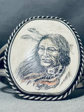 Completely Hand Carved Vintage Native American Navajo Sterling Silver Bracelet-Nativo Arts