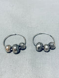 Marvelous Vintage Native American Navajo Sterling Silver Hoop Earrings-Nativo Arts