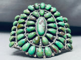 Incredible Vintage Native American Navajo Green Turquoise Cluster Sterling Silver Bracelet-Nativo Arts