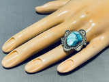 Breathtaking Vintage Native American Navajo Carico Lake Turquoise Sterling Silver Ring-Nativo Arts