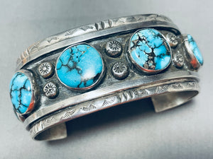 Blue Wind Turquoise!! Vintage Native American Navajo Sterling Silver Bracelet-Nativo Arts