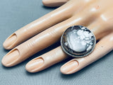 Huge Vintage Native American Navajo Circle Agate Sterling Silver Ring-Nativo Arts