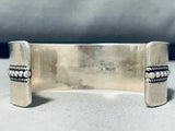 Stunning Vintage Signed Native American Navajo Sterling Silver Immense Bracelet-Nativo Arts