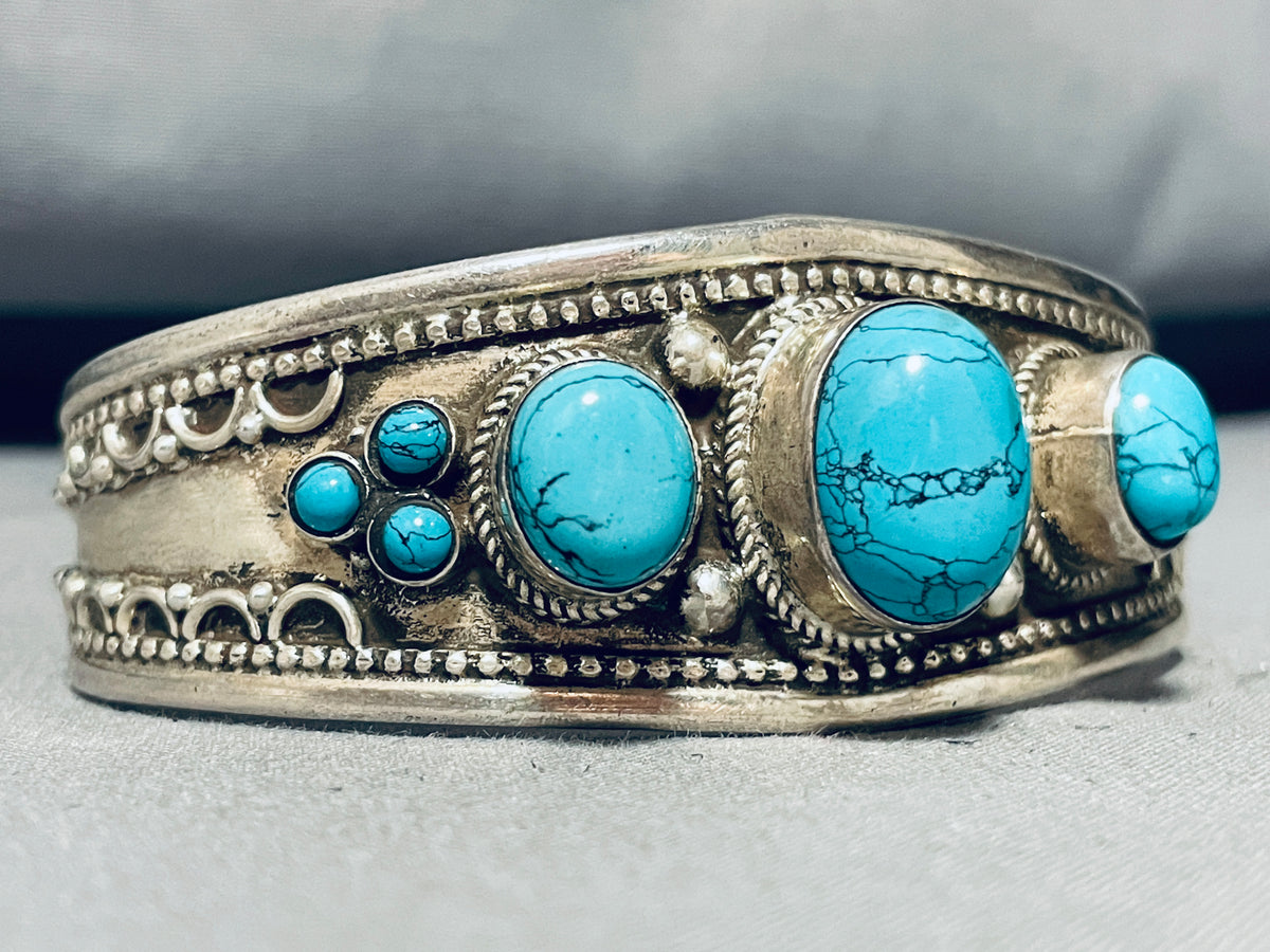 Lu Tsosie Vintage Native American Navajo Turquoise Sterling Silver