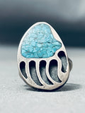 Amazing Vintage Native American Navajo Chip Inlay Turquoise Sterling Silver Ring-Nativo Arts